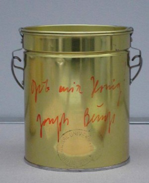 Joseph Beuys - gib mir Honig, 1979, tin bucket for honey, inscribed