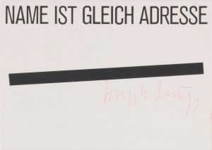 Joseph Beuys - Name ist gleich Adresse, 1974, offset on cardstock, stamps reproduced