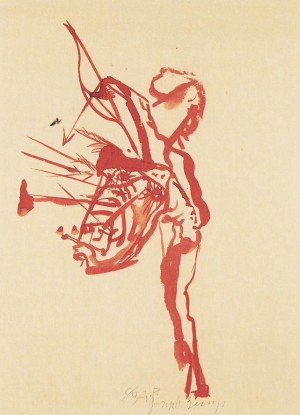 Joseph Beuys - ohne Titel, aus dem Portfolio Spur I, 1974, lithograph on grayish-green Zerkall paper