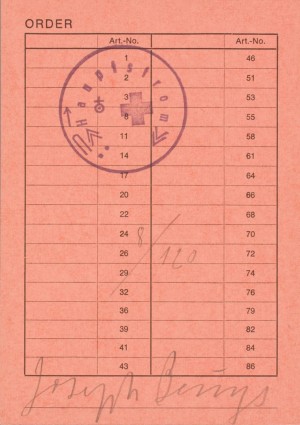 Joseph Beuys - Order, 1973, order form, stamped