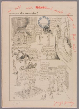 Joseph Beuys - Rückwärts, 1977, Vorwärts newspaper, pen and pencil