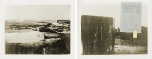 Joseph Beuys - Schautafeln für den Unterricht I und II, 1971, two photographs mounted on cardboard; Board I with zinc plate, sulphur, and handwritten text