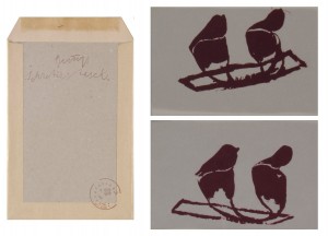 Joseph Beuys - Sekretärstasche, 1981, mailing envelope, stamped, prints on plastic sheet mounted in book