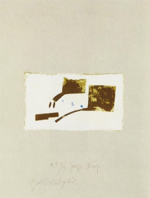 Joseph Beuys - Suite Schwurhand: Goldskulptur, 1980, aquatint and lithograph on paper laid down on gray Rives wove