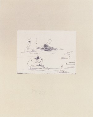 Joseph Beuys - aus: Intelligenz der Schwäne aus der Suite Tränen, 1985, etching on thin paper laid down on gray wove