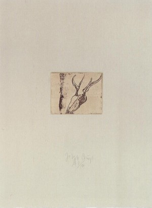 Joseph Beuys - Hirsch-Fuß aus der Suite Tränen, 1985, etching on thin paper laid down on gray wove