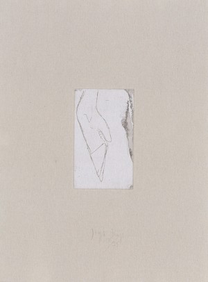 Joseph Beuys - Hirsch-Schädel aus der Suite Tränen, 1985, etching on thin paper laid down on gray wove