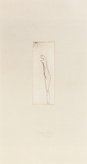 Joseph Beuys - Jungfrau aus der Suite Tränen, 1985, etching on thin paper laid down on gray wove