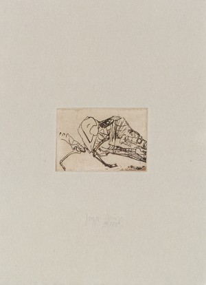 Joseph Beuys - Schafskelett aus der Suite Tränen, 1985, etching on thin paper laid down on gray wove