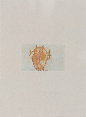 Joseph Beuys - Schamanentrommel aus der Suite Tränen, 1985, color etching and aquatint on thin paper laid down on gray wove