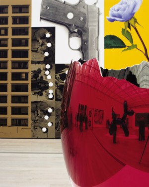 Louise Lawler - Egg and Gun, 2008, Cibachrome face mounted to Plexi on museum box