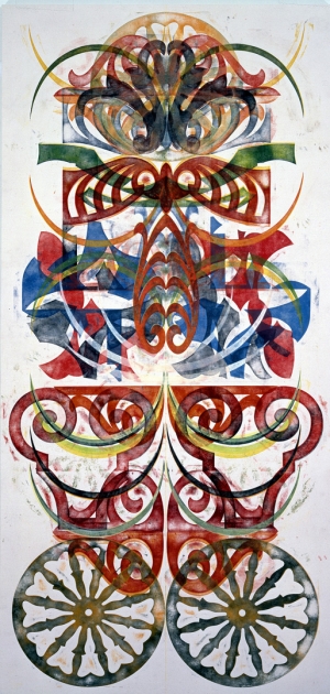 Philip Taaffe - Processional Totem, 1995, mixed media on canvas