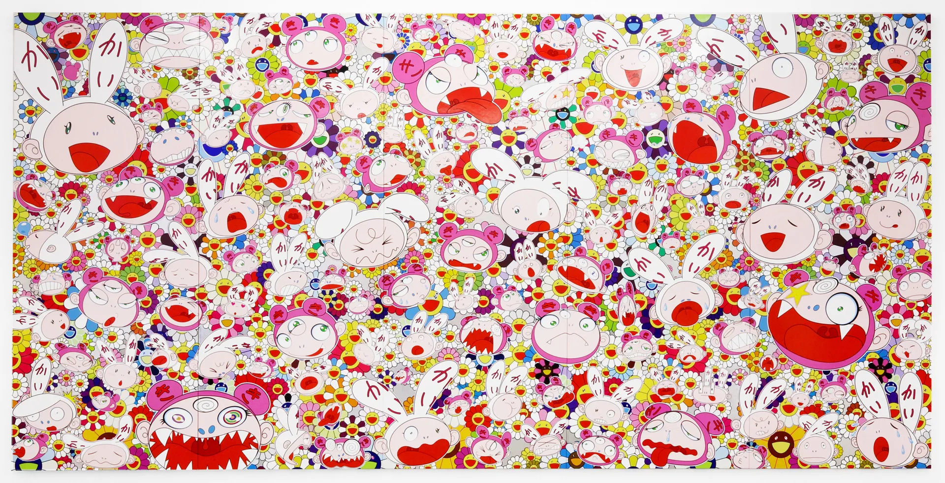 Takashi Murakami - Hustle'n'Punch By Kaikai And Kiki, 2009, acrylic and platinum leaf on canvas mounted on aluminum frame