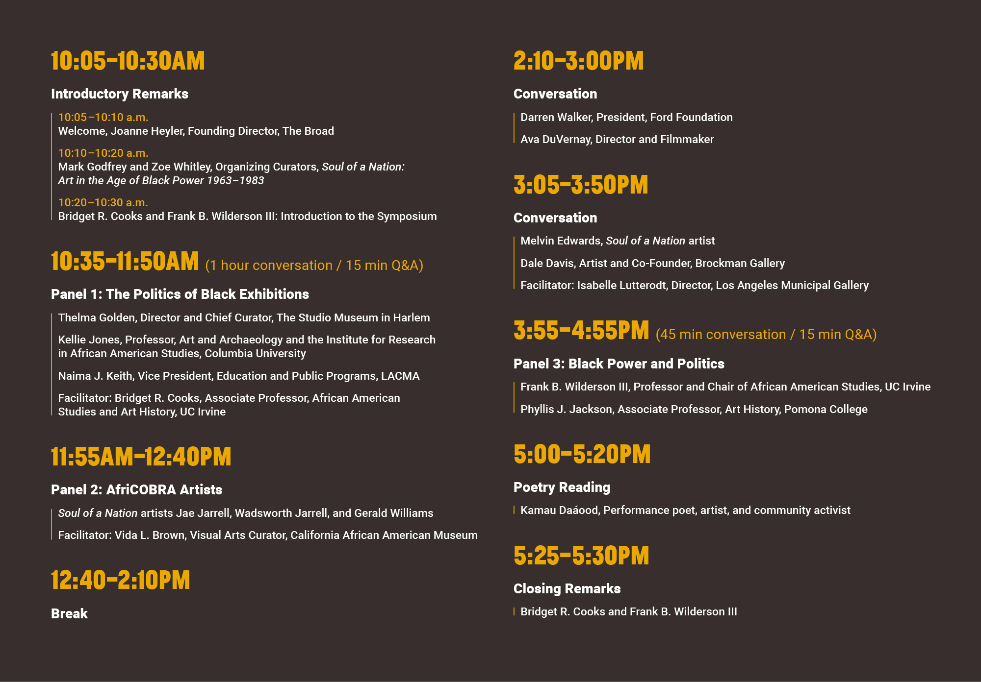 Art & Politics: Soul of a Nation Symposium schedule