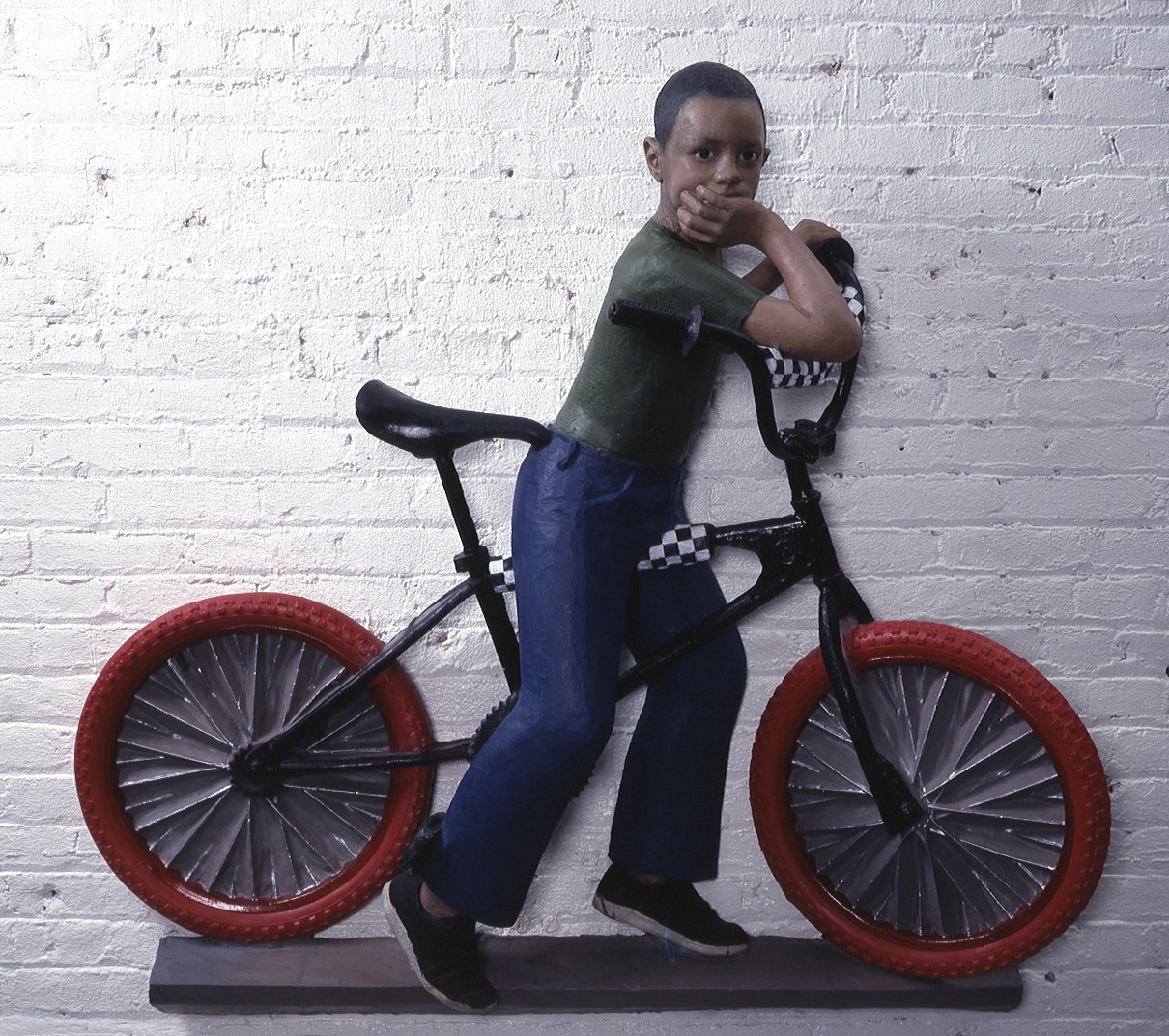John Ahearn and Rigoberto Torres - Jay with Bike, 1985, oil on fiberglass 