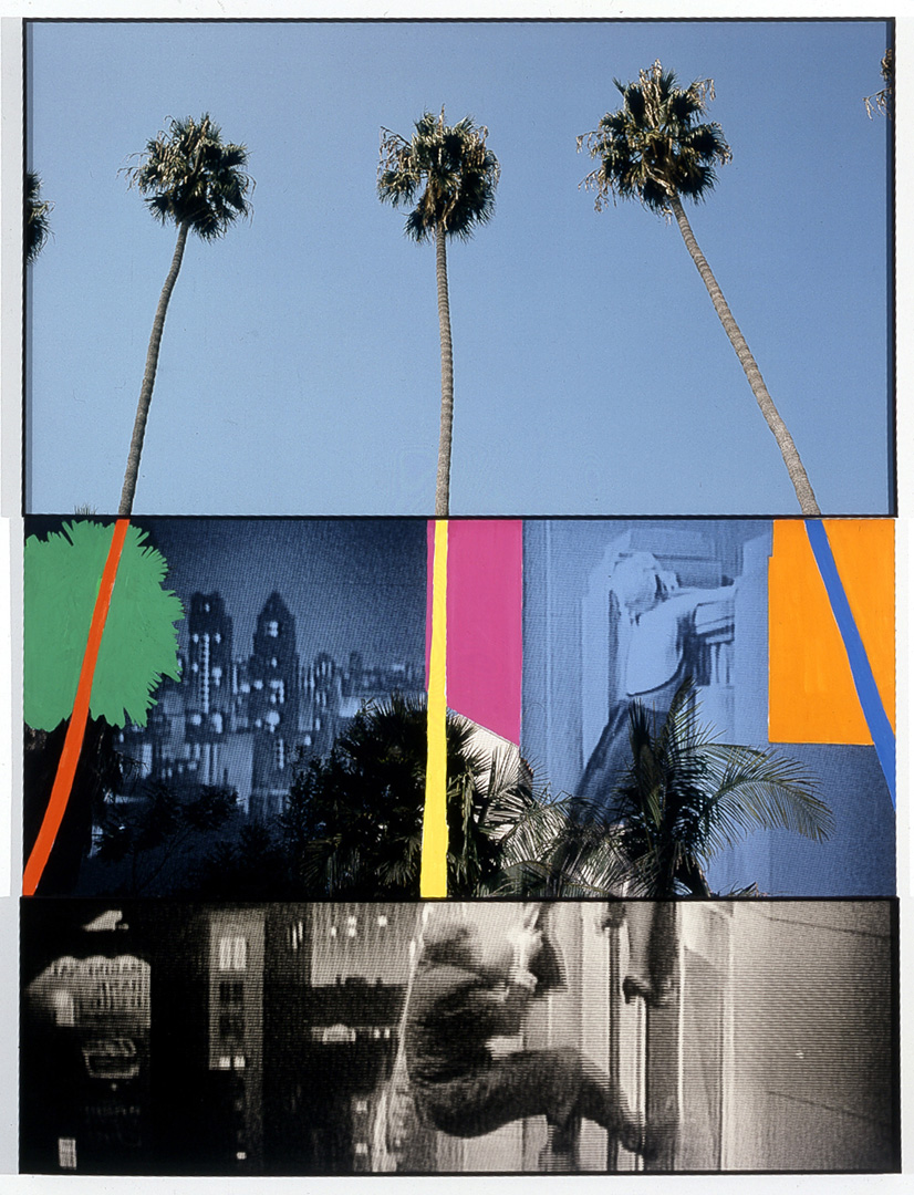 John Baldessari - Overlap Series: Palms (with Cityscape) and Climbers, 2000, three lambda prints with acrylic on Sintra