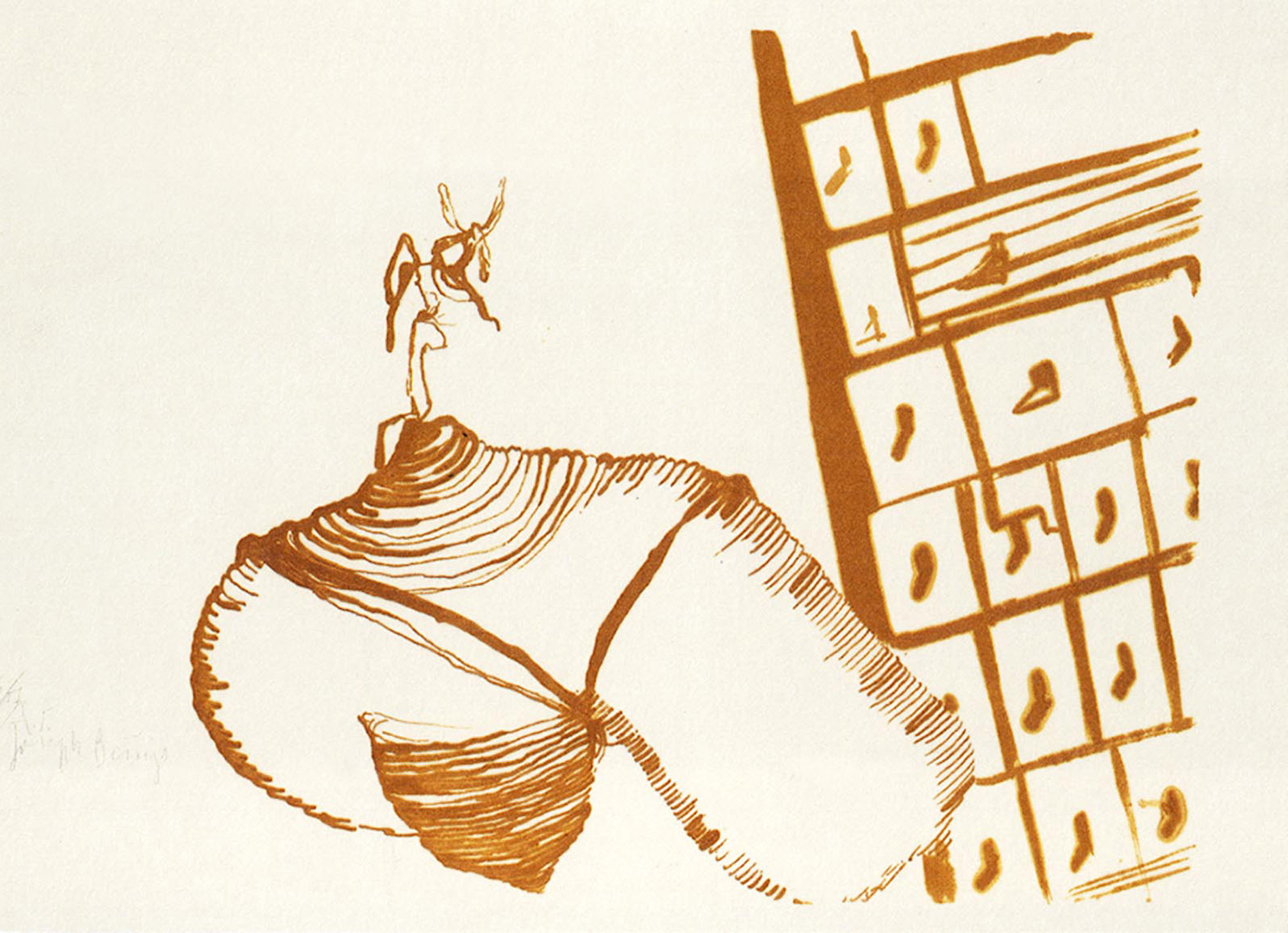 Joseph Beuys - ohne Titel, aus dem Portfolio Spur I, 1974, lithograph on white Rives Couronne paper
