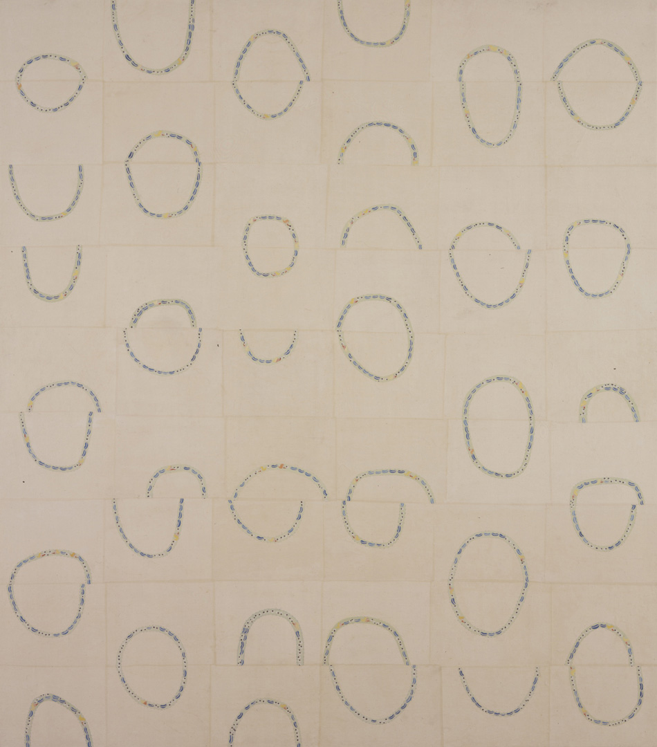 Ellen Gallagher - Teeth Tracks, 1996, oil, pencil and paper mounted on canvas