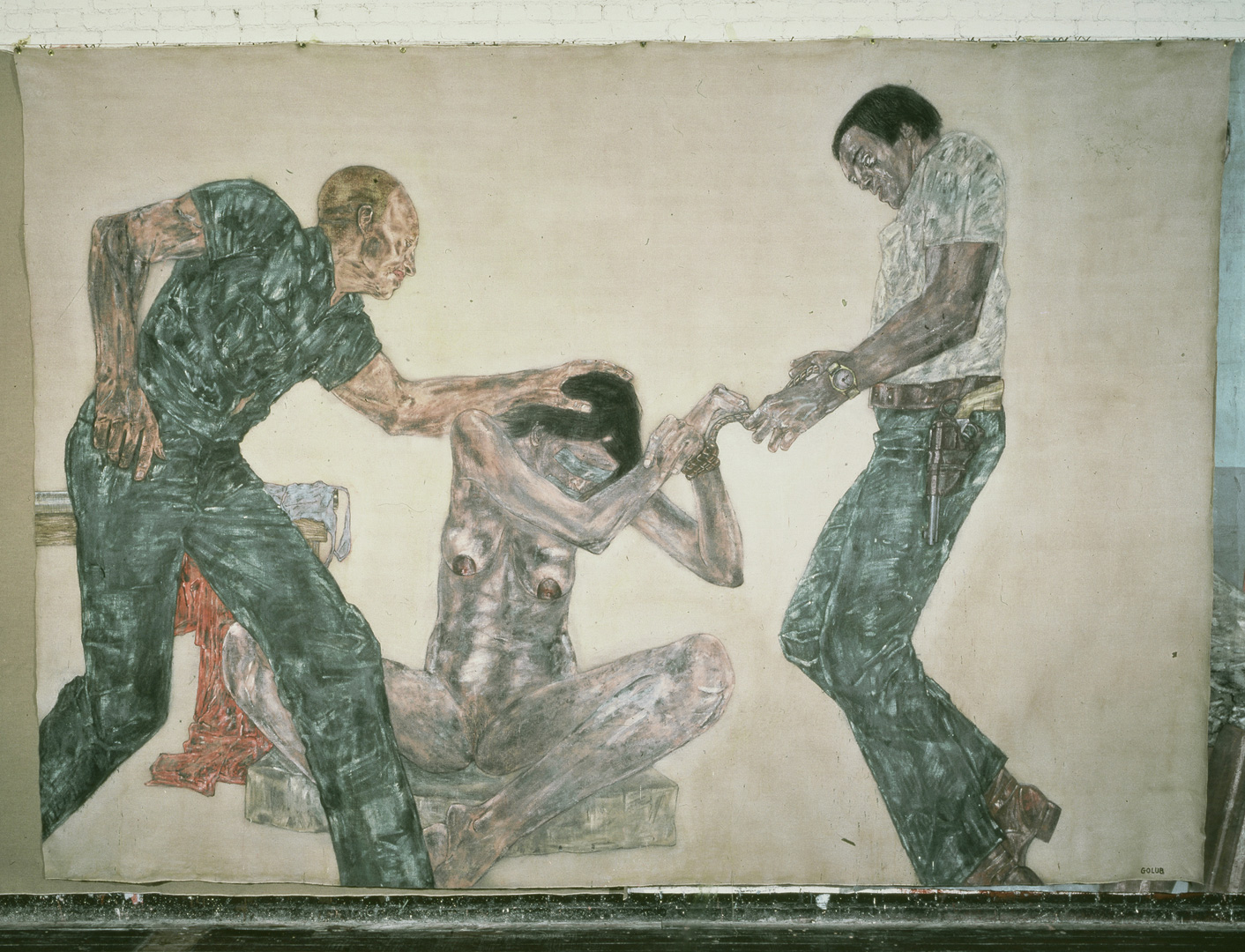Leon Golub - Interrogation III, 1981, acrylic on canvas