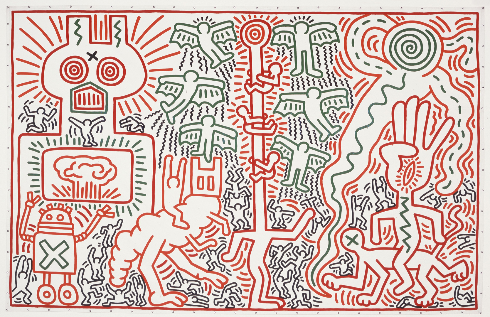 Keith Haring - Untitled, 1983, vinyl paint on vinyl tarpaulin
