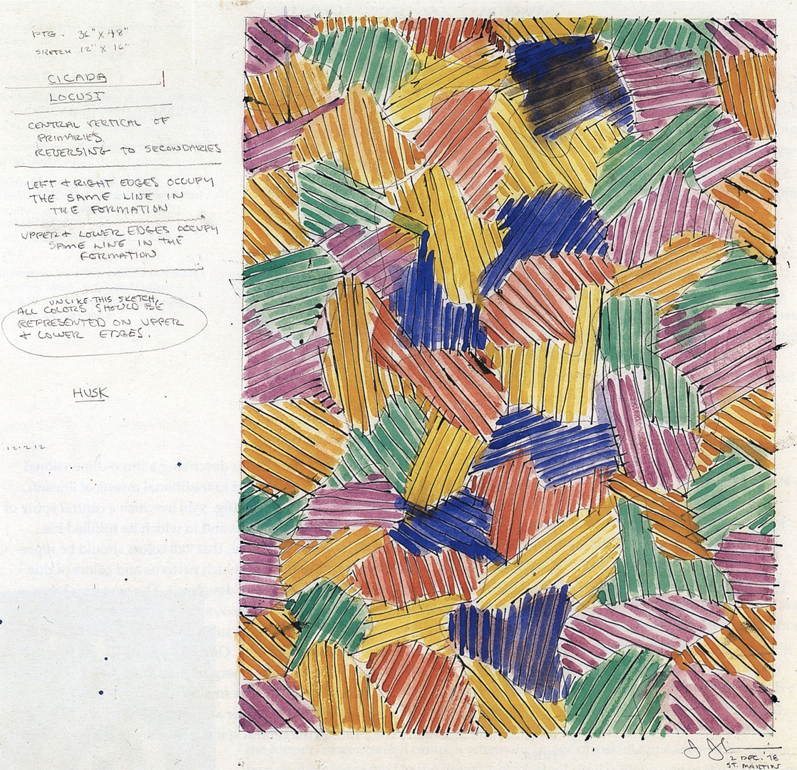 Jasper Johns - Untitled (Study for Cicada), 1978, watercolor, graphite and ink on paper