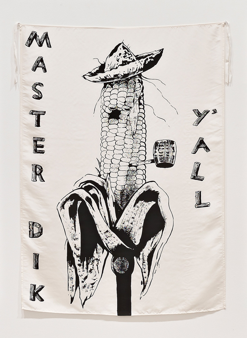 Mike Kelley - Country Cousin (from series "Pansy Metal/Clovered Hoof"), 1989, screenprint on silk