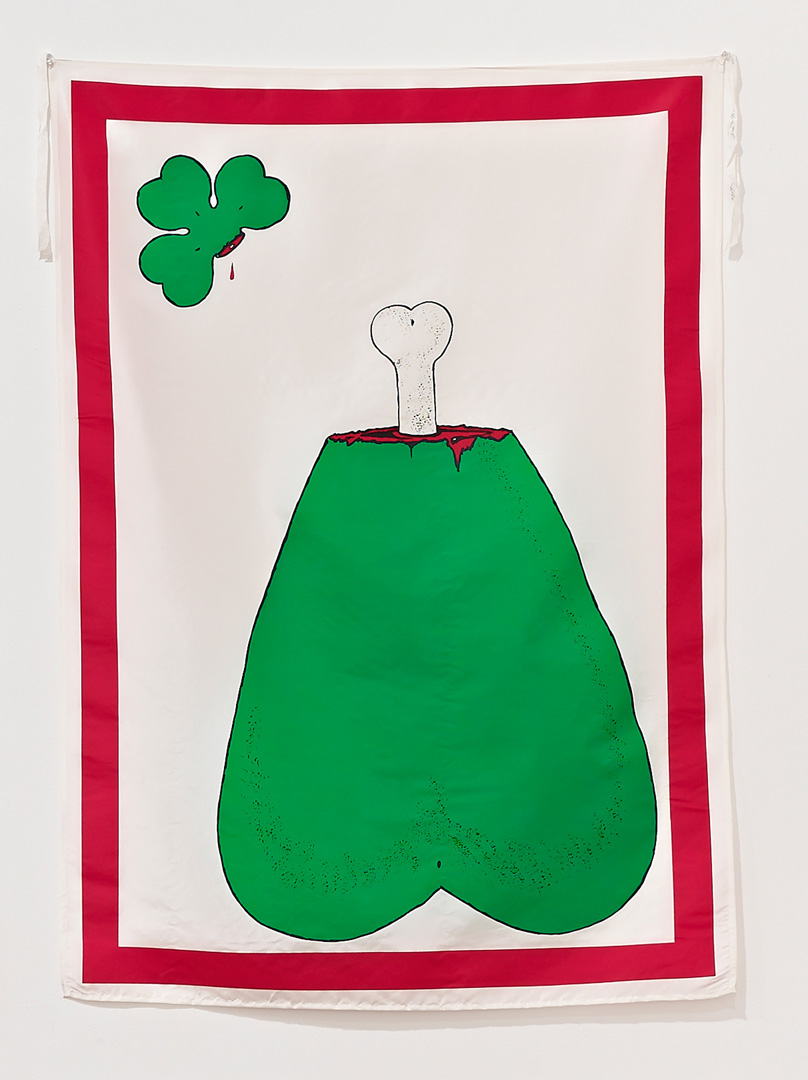 Mike Kelley - Unlucky Clover (from series "Pansy Metal/Clovered Hoof"), 1989, screenprint on silk