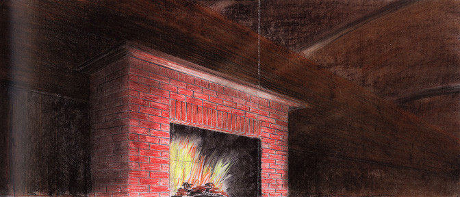 Ed Ruscha - Rough Fireplace Study, 1977, pastel and graphite on paper