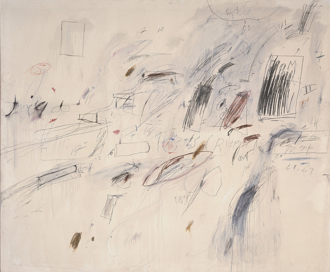 Cy Twombly - Untitled [Bolsena], 1969, oil based house paint, wax crayon, lead pencil and colored pencil on canvas