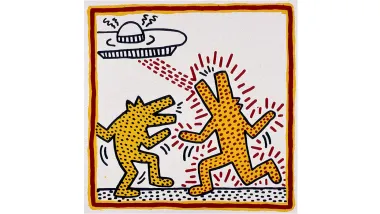 Keith Haring, Untitled, 1982. Baked enamel on metal. The Broad Art Foundation. © Keith Haring Foundation