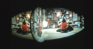 Doug Aitken - new skin, 2002, four-channel, four-projection video installation on an elliptical  &quot;X&quot; screen (aluminum, PVC)