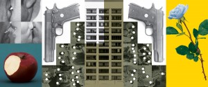 John Baldessari - Buildings=Guns=People: Desire, Knowledge, and Hope (with Smog), 1985