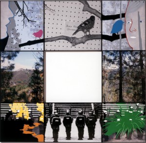 John Baldessari - Junction Series: Two Landscapes, Birds (with People) and Soldiers (at Attention), 2002