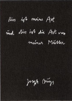 Joseph Beuys - 9 Postkarten: die Axt von meiner Mutter, 1985, offset on cardstock, stamps reproduced