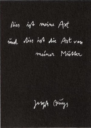 Joseph Beuys - 9 Postkarten: die Axt von meiner Mutter (My Mother&#039;s Axe), 1985, offset on cardstock, stamps reproduced