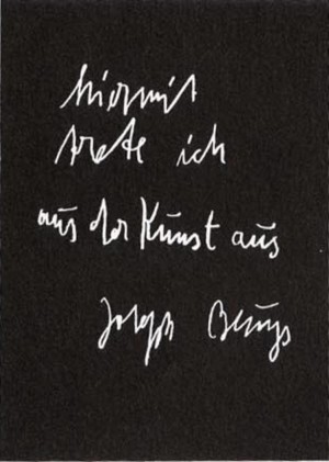 Joseph Beuys - 9 Postkarten: hiermit trete ich aus der Kunst aus, 1985, offset on cardstock, stamps reproduced
