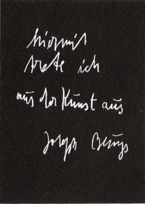 Joseph Beuys - 9 Postkarten: hiermit trete ich aus der Kunst aus (9 Postcards: I Hereby Resign from Art), 1985, offset on cardstock, stamps reproduced