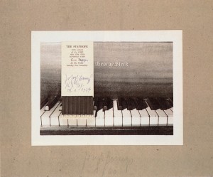 Joseph Beuys - Am Klavier George Jappe, 1974, photograph mounted on gray cardboard; match folder with handwritten additions
