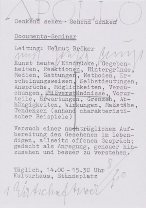 Joseph Beuys - APOLLO mit Beuys, 1977, handout with handwritten additions
