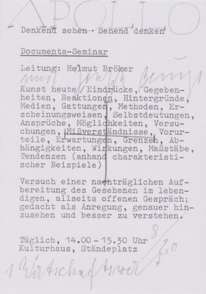 Joseph Beuys - APOLLO mit Beuys (APOLLO with Beuys), 1977, handout with handwritten additions