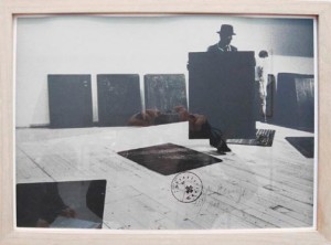 Joseph Beuys - Aufbau, 1977, offset on gray cardstock, stamped