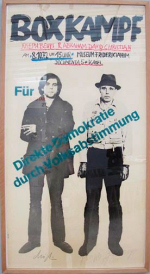 Joseph Beuys - Beuys boxt für direkte Demokratie (Beuys Boxes for Direct Democracy), 1972, poster, offset on newsprint