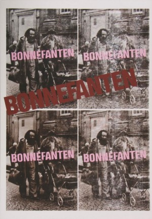 Joseph Beuys - Bonnefanten, 1977, proof sheets and misprintings of postcards. Color offset wth silkscreen and red ink