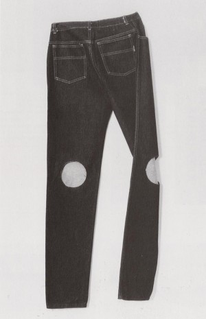 Joseph Beuys - Das Orwell-Bein - Hose für das 21. Jahrhundert (The Orwell Leg - Trousers for the 21st Century), 1984, blue jeans with circular holes