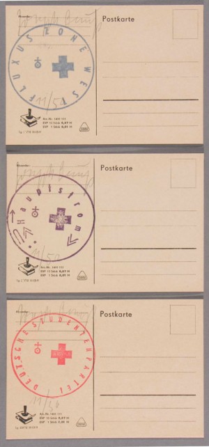 Joseph Beuys - DDR-Karten (GDR Cards), 1974, three postcards, stamped