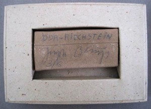 Joseph Beuys - DDR-Riechstein, 1984, bird whetstone, with handwritten addition, in cardboard box