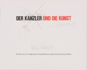 Joseph Beuys - Der Kanzler und die Kunst, 1982, printed card, with handwritten addition