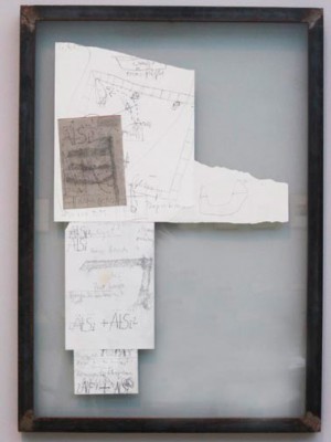 Joseph Beuys - DM 90,000, 1982, facsimile prints in iron frame with glass