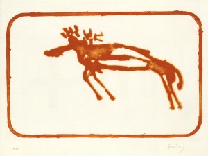 Joseph Beuys - Elch (Elk), 1975, color lithograph on wove