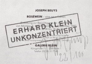 Joseph Beuys - Erhard Klein unkonzentriert, 1984, invitation card, stamped